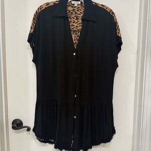 Umgee Leopard Print Black Women's Top